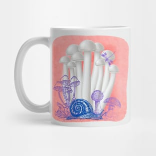 Blue Snail White Mushroom Mug